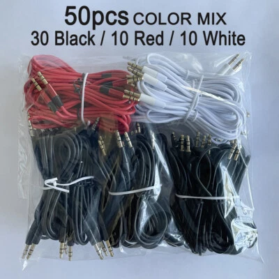50x Lot Wholesale 3.5mm AUX AUXILIARY Cable Cord Male Stereo Audio iPod CAR 100x - Image 1 of 4