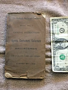 1902 Wabash Railroad General Instructions Agents, Conductors Stations List Book - Picture 1 of 16