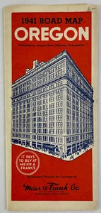 1941 Oregon Road Map, Vintage, Meier & Frank Co. Ephemera, Portland, VG - Picture 1 of 9