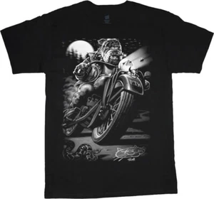 Biker Bulldog T-shirt Mens Graphic Tees English Bulldog Motorcycle Gear Gifts - Picture 1 of 2