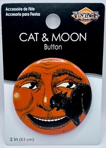 Pfeife Vintage Style Halloween _ 2" Button _ Pin Back _ Katze & Mond _ Oh What Fun - Bild 1 von 2