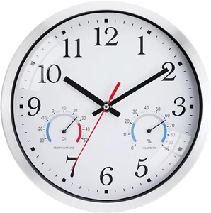 Wall Clock, 10 Inch Wall Clock Battery Operated with Temperature and Humidity, S - Picture 1 of 7