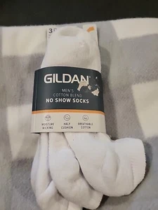 Gildan 3 Pair/Pack Men's No Show Socks Black Size 6-12 Mens Cotton Blend - Picture 1 of 4