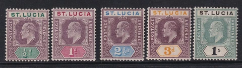 St. Lucia 1902-3 SG 58-62 Mounted mint & MNH Cover
