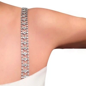 Detachable Wedding Shoulder Rhinestones Strap For Bra Crystal Bridal Dress Strap - Picture 1 of 24