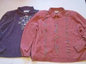 Alfred Dunner 3X Plus Rosa Púrpura Chenilla Cómodo Cálido Pullover Suéter Lote j168 - Imagen 1 de 4