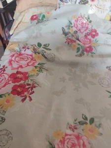 Single Duvet Cover Birds And Flowers Reversable - Picture 1 of 4