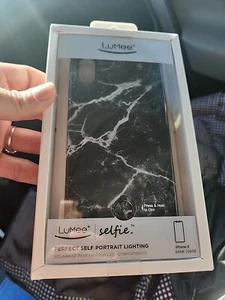 LuMee Duo Phone Case, Black Marble Design Perfect Lighting For Phot/vid iPhone x - Picture 1 of 2
