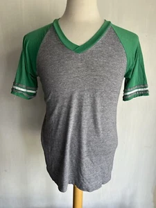 Vintage 80s DISTRESSED Natural Burnout V-Neck Raglan Tee T-Shirt Size M/L - Picture 1 of 5