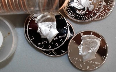 1997 S Proof Kennedy Half Dollar 20 Coin Roll Twenty 50 Cents Coins in Tube - Image 1 of 4