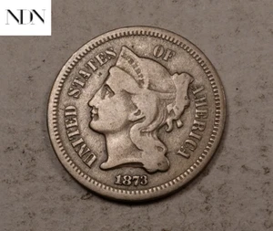 1873 (abierta 3) moneda de tres centavos (3 centavos) - fina (F) - moneda de tipo temprano - #TC111 - Imagen 1 de 3