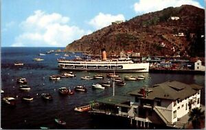 Vtg Avalon Bay SS Catalina Steamship Santa Catalina Bay California CA Postcard