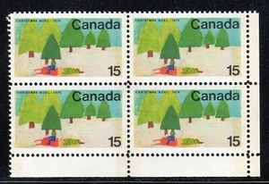 1970 Canada SC# 530p LR Christmas Snowmobile & Trees Plate Block M-NH # 2265d - Picture 1 of 2