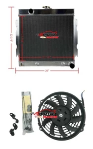 Alu Radiator+Fan For 1963-1969 DODGE MOPAR CARS 318 360 ENGINE V8 AT 22" CORE - Bild 1 von 9