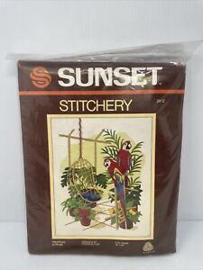 Sunset Stitchery Vtg Crewel Embroidery Kit Tropical Atrium #2412 Connie Blyler