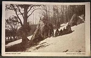 POSTAL SERIE HISTÓRICA CAMPAMENTO INDIO ABNAKI ~ BOSQUES DEL NORESTE Y CANADÁ - Imagen 1 de 3