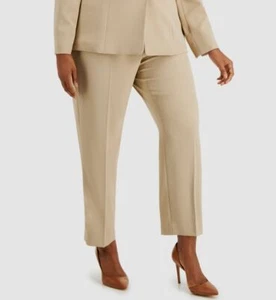 $70 Le Suit Women's Beige Straight Fit Trousers Solid Suit Pants Plus Size 14W - Picture 1 of 1