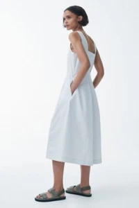 NWT COS Women's Sleveless Cotton Midi Dress Side Pockets - L - Picture 1 of 14