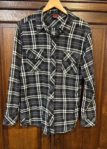 Burnside Button Up Flannel Shirt Men Medium Blue White Plaid Work shirt. EUC - Picture 1 of 5