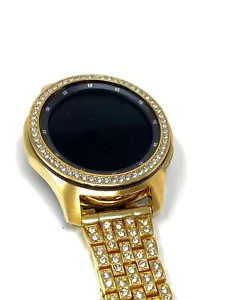 24K Gold 46MM Samsung Galaxy Watch Gold Link Band Diamond R Band And Bezel - Picture 1 of 10