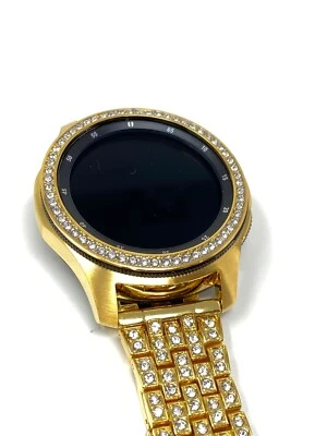 24K Gold 46MM Samsung Galaxy Watch Gold Link Band Diamond R Band And Bezel - Image 1 of 4