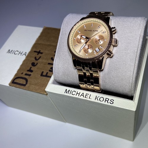 Orologio Michael Kors Ritz Cronografo Quadrante Oro Rosa Cinturino Acciaio Oro Rosa MK6077