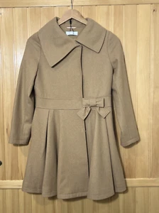 REISS Bow Waisted Wool Blend Coat Girls Size 12-13 years Camel Pockets New! - Picture 1 of 13