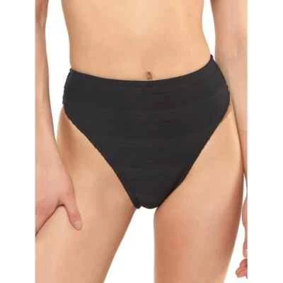 Pantalones de bikini Jessica Simpson L112840 para mujer negros acanalados cintura alta talla grande Foto 1 de 2