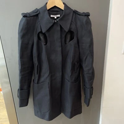 Casaco de palha tecido esculpido RARO - Fr 38 UK 10 - Jaqueta preta - Muito bom estado - Imagem 1 de 4