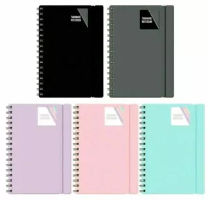 A5/A4 Notebook Note Pad Twin wire Spiral Poly Pastel Banded Lined Journal Ruled - Picture 1 of 22