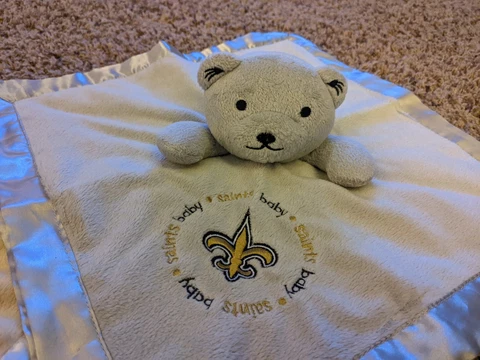 2 New Orleans Saints Baby Fanatics Security Bear Blanket Lovey Cover