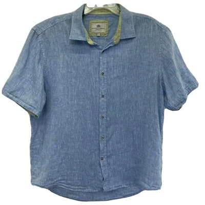 Report Collection Resort Mens XXL Blue 100% Linen Button Front Shirt (E35)NW/OTs - Image 1 of 4