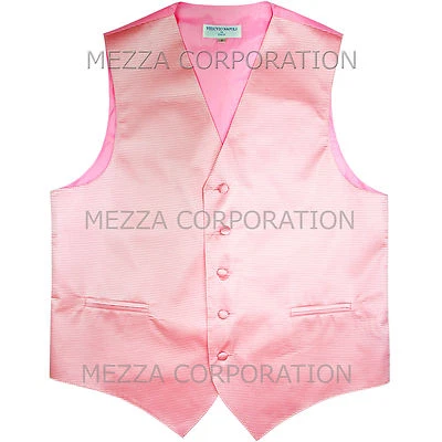 New Men's Tuxedo Vest Waistcoat Horizontal Stripes only prom wedding party Pink - Image 1 of 2