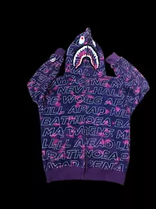 BAPE Camo Shark Full Zip Bathing Ape Hoodie Purple Large - Bild 1 von 10