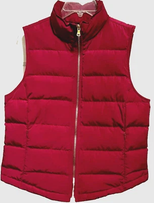 Talbots Sz Mp Cranberry Duck Down Feather Filled Quilted Puffer Vest Full Zip - Image 1 of 4