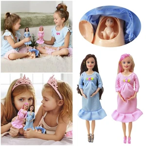 Schwangere Actionfigur Frau Körper Puppe Modell Spielzeug mit kleinem Baby blau/rosa - Bild 1 von 7