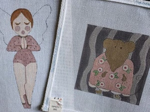 Ewe & Eye~Mouse In Flower Dress~Praying Angel Needlepoint Canvas Lot Of 2 - Picture 1 of 3