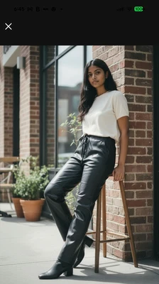 Женские кружевные брюки Xoxo из черной овчины размер от 0 до 12 - Изображение 1 из 3