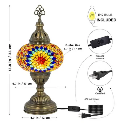 Decorative Turkish Mosaic Table Lamp – LED Bulb Gift Included - Image 1 of 4