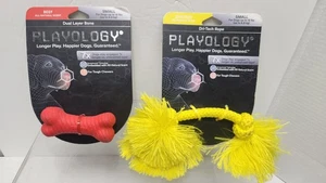 2-SPIELZEUG-Hund kleines Seil Spielzeug HUHN Playology 7x Dual Layer Knochen Rindfleisch Spielzeug - Bild 1 von 1