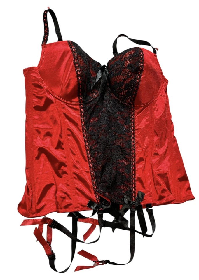 Corsé de encaje Torrid talla 2 negro/rojo Foto 1 de 4