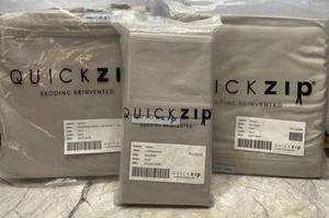 QuickZip BEDDING Fitted TWIN Sheet Base & ZipOn Sheet Sateen 2 Pillow Covers ATL - Picture 1 of 6