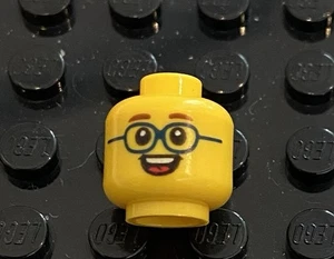 LEGO Boy Girl Child Yellow Minifig Head, Open Mouth Smile, Round Glasses - Picture 1 of 2