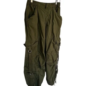 Garbage Women’s Cargo Pants Green Size S Multiple Pockets Drawstring - Picture 1 of 8