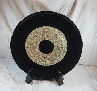 20' - Plato Decorativo Mosaico Negro con Soporte - Centro Azulejo Beige, Acce Moderno Foto 1 de 4