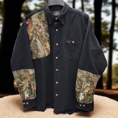 RedHead Shooting Button Up Shirt Mens XL Black Camo Quilted Shoulder Hunting  - Image 1 of 4