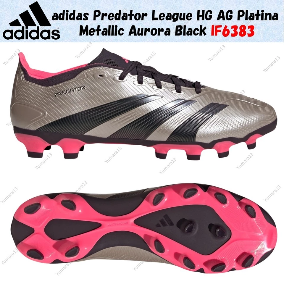 adidas Predator League HG AG Platina Metallic Aurora Black IF6383 Taglia Uomo - Immagine 1 di 4