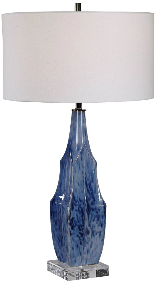 Everard Modern 33" Indigo Blue Glaze Ceramic Table Lamp Uttermost 28425