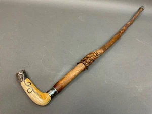Vintage Cane Walking Stick Antique Bone/Sterling silver 1900s NICE! - Picture 1 of 12