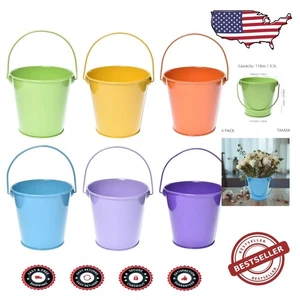 6-Pack Colorful Galvanized Iron Buckets - Perfect for Crafts & Party Favors - Picture 1 of 9